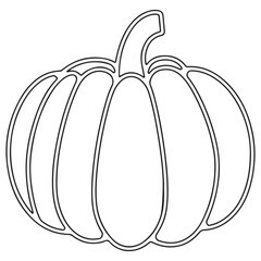 Pumpkin outline coloring page kids book vector Illustration. Halloween pumpkin outline isolated on white background. Hand drawn pumpkin. Autumn harvest. Sketch of a pumpkin. Vegetable doodle.