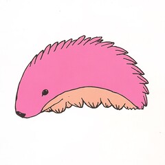 Charming Hand-Drawn Illustration: Pink Fuzzy Creature Design. AI Generated