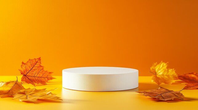 Autumn Display Podium with Maple Leaves