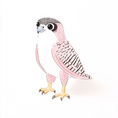 Charmingly Illustrated Pink Falcon Bird: Delicate Digital Artwork. AI Generated