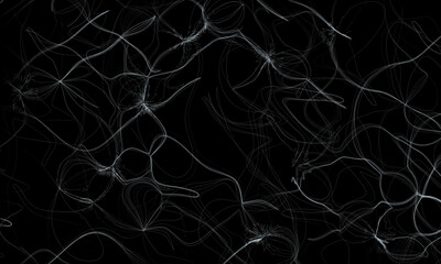 A vector illustration depicting a chaotic tangle of curved strings, with interwoven lines flowing and entangling together.