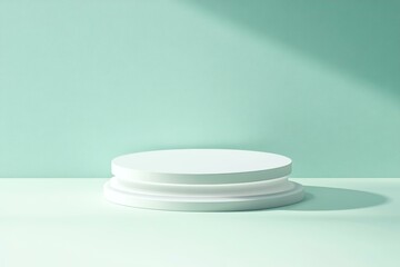 Minimalist White Product Display Podium on Mint Green Background