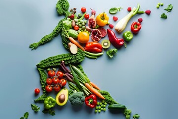 A man made out of vegetables and fruits