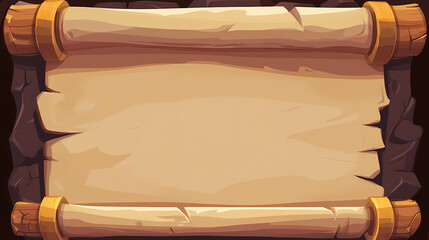 Fototapeta premium Ancient scroll template with blank parchment and rolled edges for text or design. Parchment. Illustration