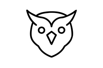 Owl Head Silhouette Icon on Clean White Background