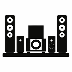 Fototapeta premium Home Theater Silhouette Vector Art