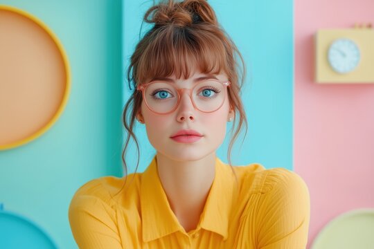 Meticulous office supply coordinator focused on organization in a colorful workspace