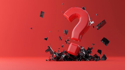 Breaking through uncertainty question mark shattering in red room