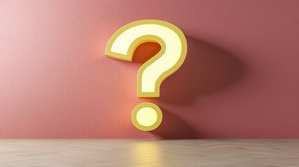 Curious question mark symbol against pink wall graphic design modern