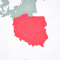 Map of Poland - borders of the voivodeships