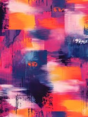 Fototapeta premium Digital glitch-inspired pattern with vibrant pixelated distortions