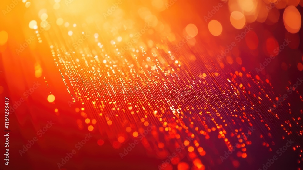 Aufkleber A close-up of computer code in vibrant red and orange, digital data processing on a screen with a blurred bokeh effect in the background.