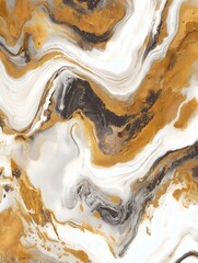 Fototapeta premium Marbleized pattern with swirling veins, gold and white tones