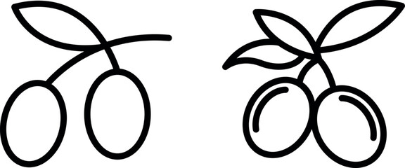 "Olive Vector Icon Set - Fruit, Nature, and Culinary Symbols"