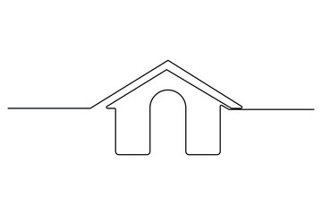 Continuous one line drawing House concept art illustration of white background
