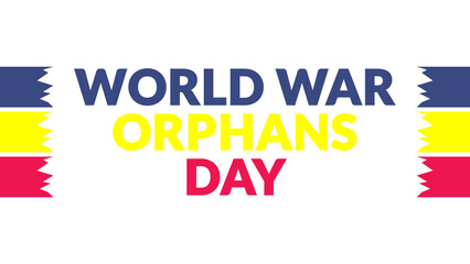 World War Orphans Day text with side lines on a White background.