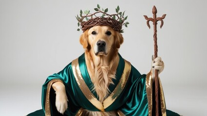 Obraz premium Majestic dog king portrait studio setting animal photography regal atmosphere close-up view