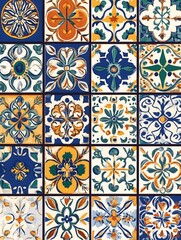 Traditional Moroccan tile pattern, bold colors, and intricate designs