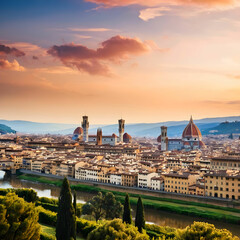 Fototapeta premium Beautiful Citysearch of Florence at sunset