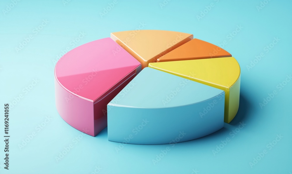 Aufkleber colorful 3d pie chart representation of data segments with vibrant sections