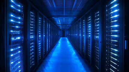 Modern Data Center Interior with Server Racks