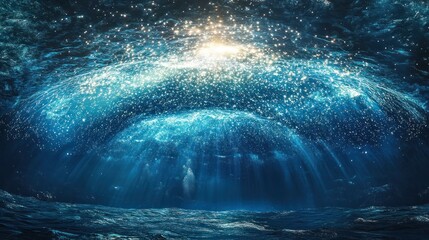 Captivating underwater scene with swirling shimmering waves and mesmerizing ethereal lighting creating a magical mystical wonderland  Explore the beauty and power of the ocean in this breathtaking