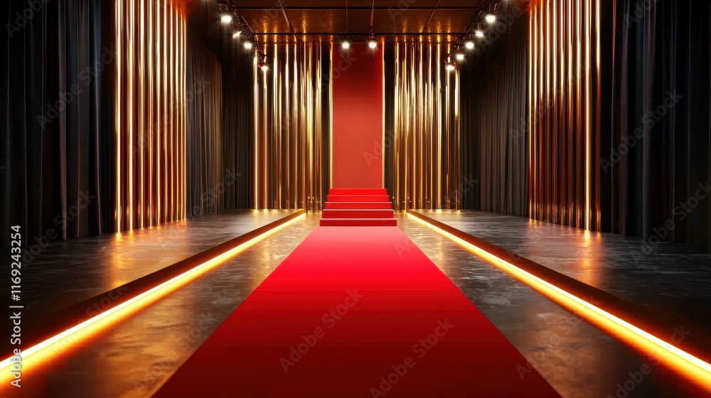 Poster fashion show stage setup event space visual display modern design