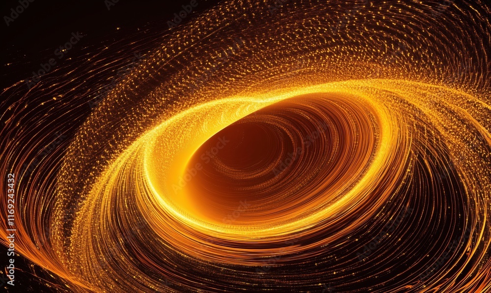 Aufkleber vibrant swirling golden vortex with luminous particles creating a mesmerizing cosmic effect