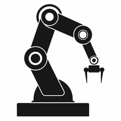 Industrial Robot Arm Silhouette Vector