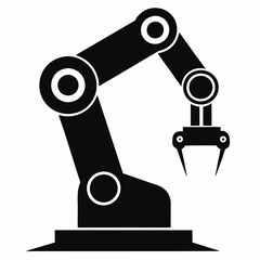 Industrial Robot Arm Silhouette Vector
