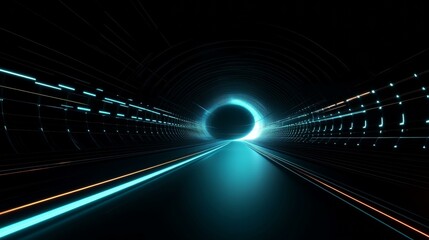 Futuristic Tunnel with Neon Lights