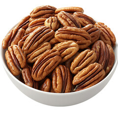 Fototapeta premium [Transparent Background PNG]Roasted Pecan Nuts in a Bowl