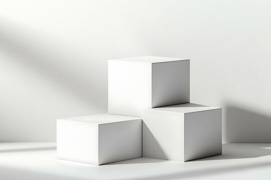 Minimalist White Cube Display for Product Presentation