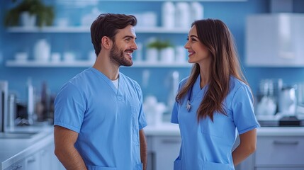 Obraz premium Healthcare professionals smiling in modern medical facility