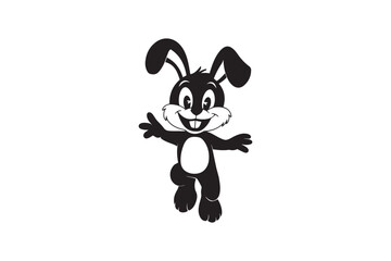 Bunny silhouette vector design with wide smile  .bunny design for easter. rabit silhouette vector .