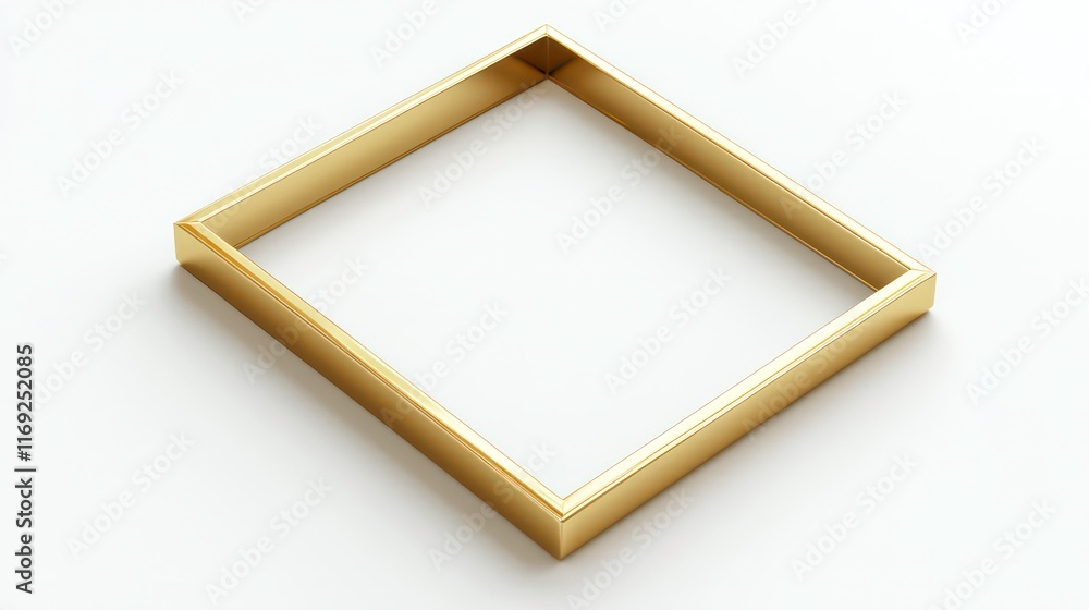 Aufkleber gold gift box frame mockup or present frame border isolated on white background with shadow minimal 