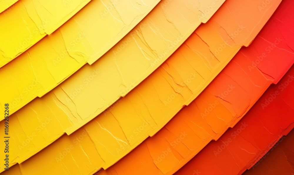 Poster vibrant gradient layers in yellow to red spectrum with textured surface