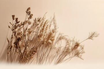 Obraz premium Beige background with dried plants