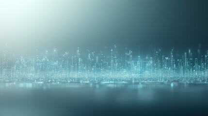 Obraz premium Futuristic digital city skyline with holographic data visualization