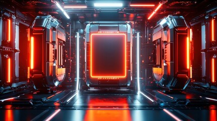 Futuristic neon display virtual space digital art sci-fi environment