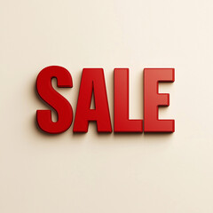 Bold red "SALE" text on a beige background