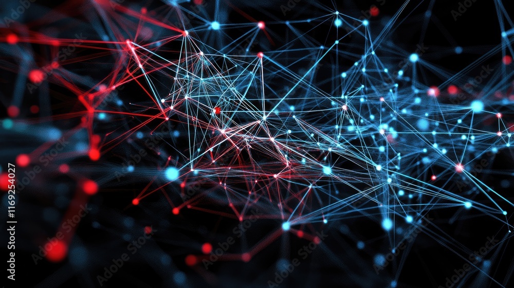 Poster A server showing a complex network visualization, emphasizing enhanced connectivity and the role of data centers in modern network systems.