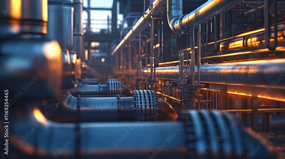 Aufkleber A shot of a pipeline compressor station with large pipes and gas processing systems, emphasizing the technological advancements in energy distribution.