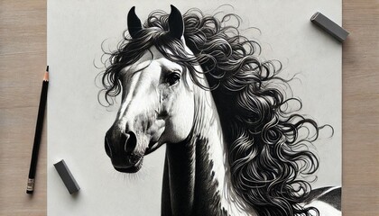 horse head sketch generative Al