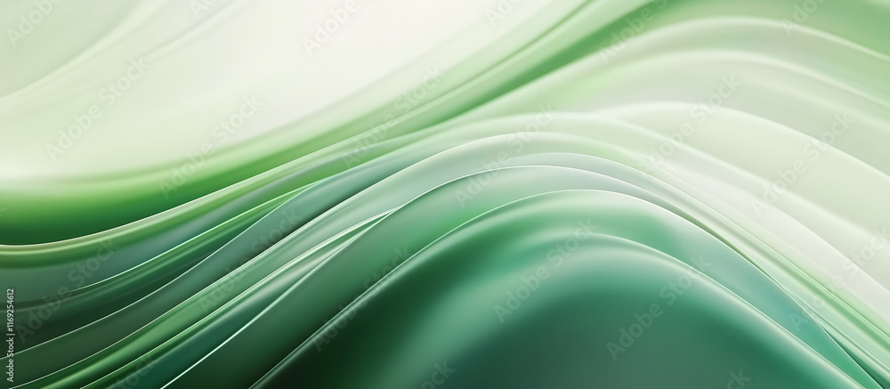 Poster modern green gradient abstract curved layered lines background 3d rendering
