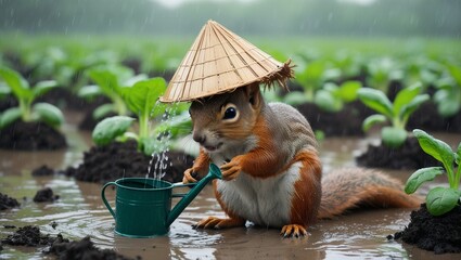 squirrel in the garden generative Al