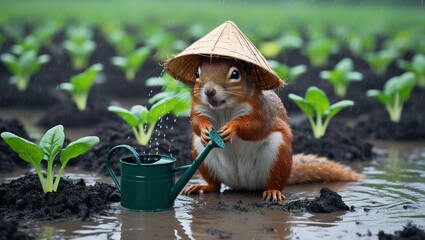 squirrel in the garden generative Al