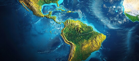 Satellite view of South America.