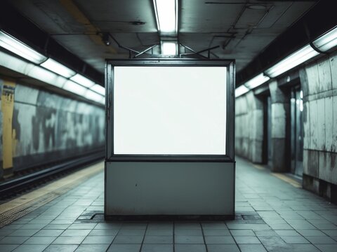 Blank Billboard Mockup in Subway Station