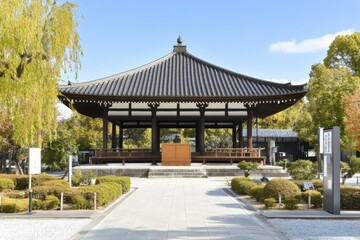 Fototapeta premium Japanese Pagoda in a Beautiful Garden Setting